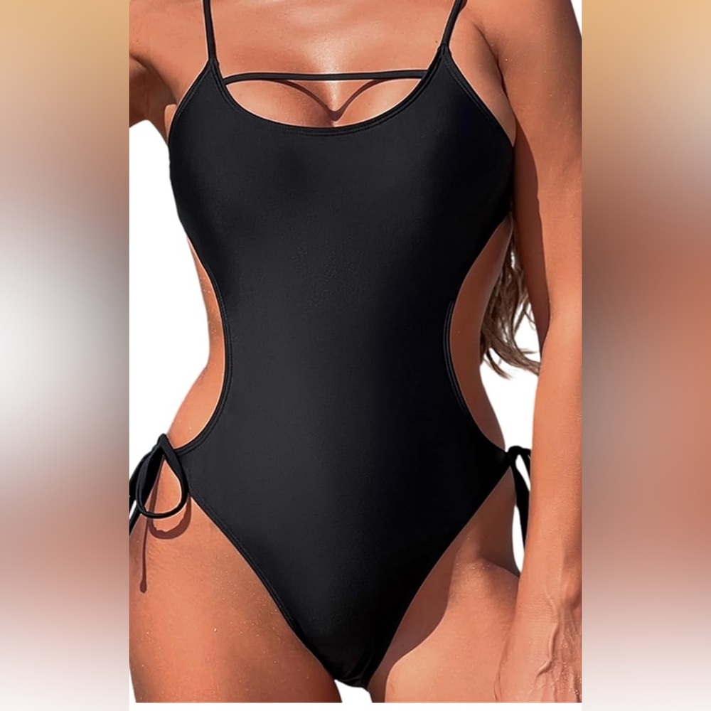 Black Backless One-Piece Swimsuit